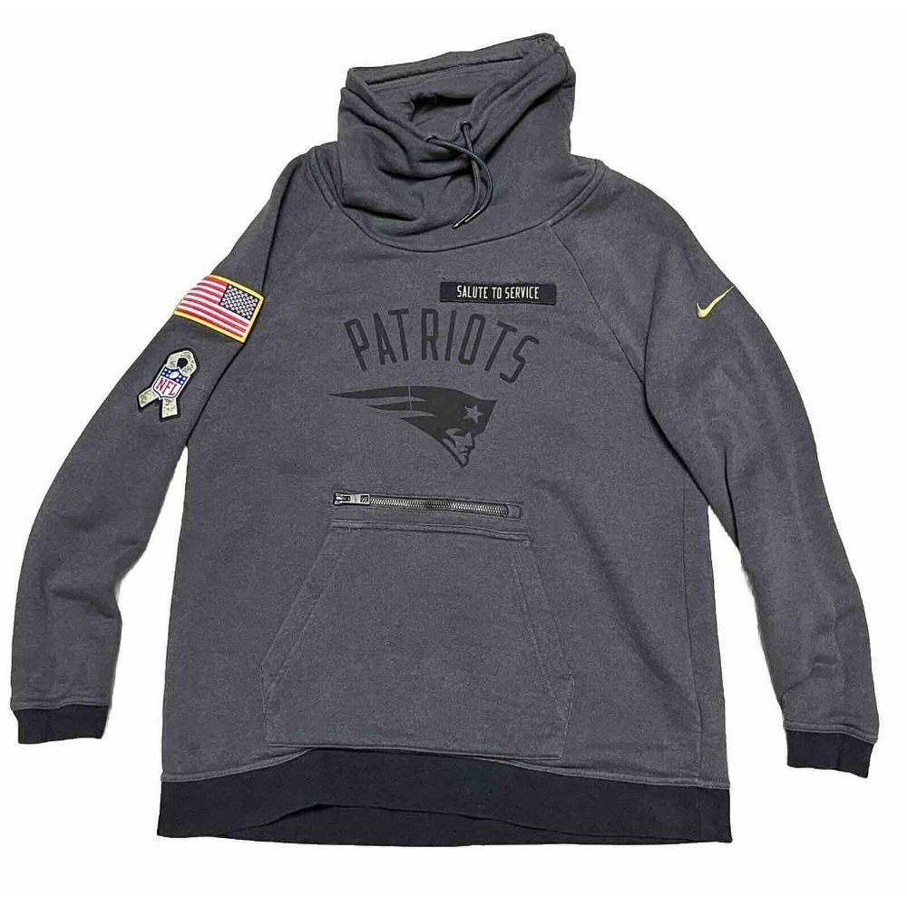 Nike NFL New England Patriots Salute To Service Gray Neck Sweatshirt Men’s Small
